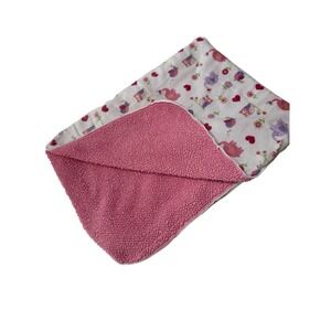 Just Born Purple Pink Owl Elephants Hearts Minky Sherpa Baby Girls Blanket 28x38